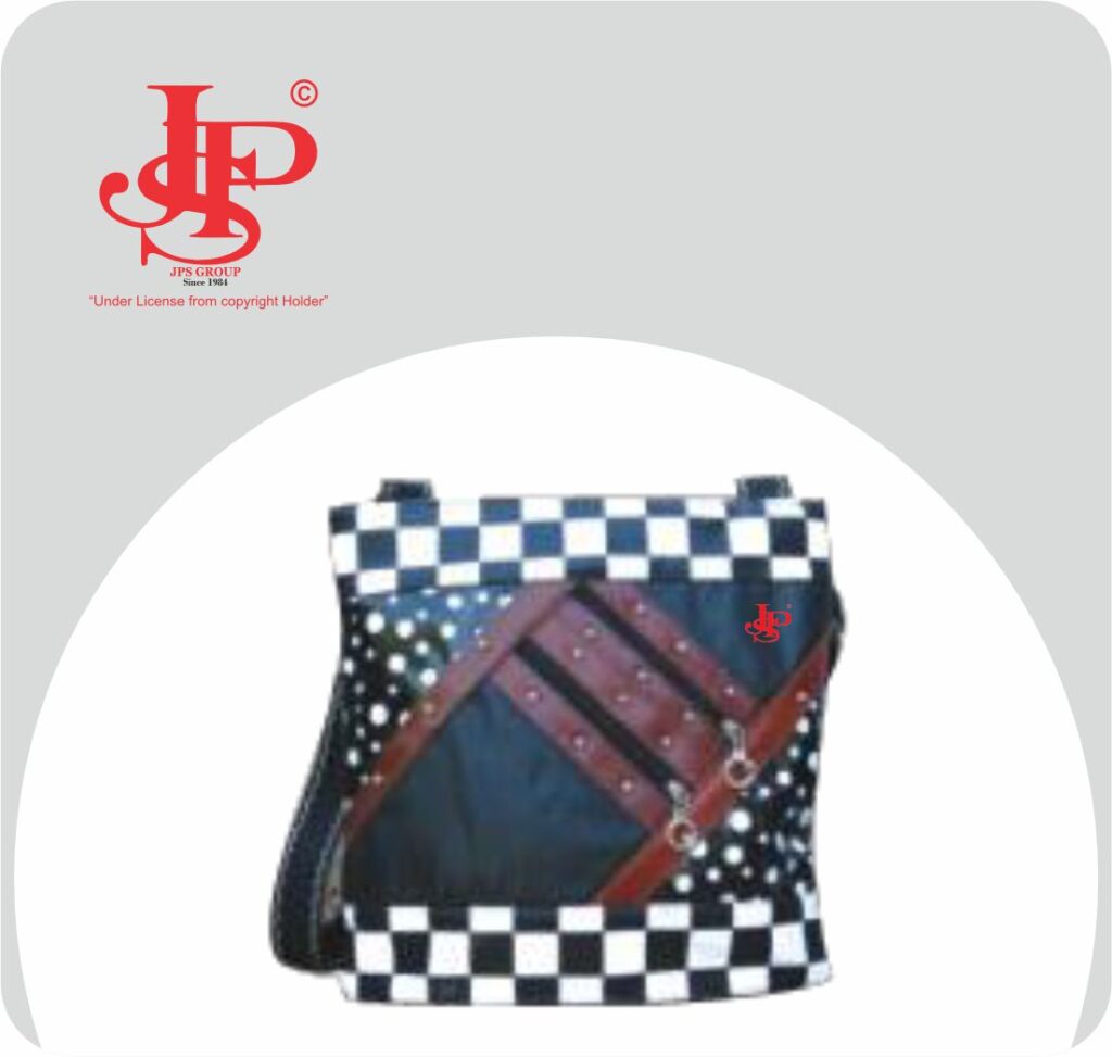 On-Trend Style: Blue Checkmate and Leather Strips by JPS High-End Shopping Bags!