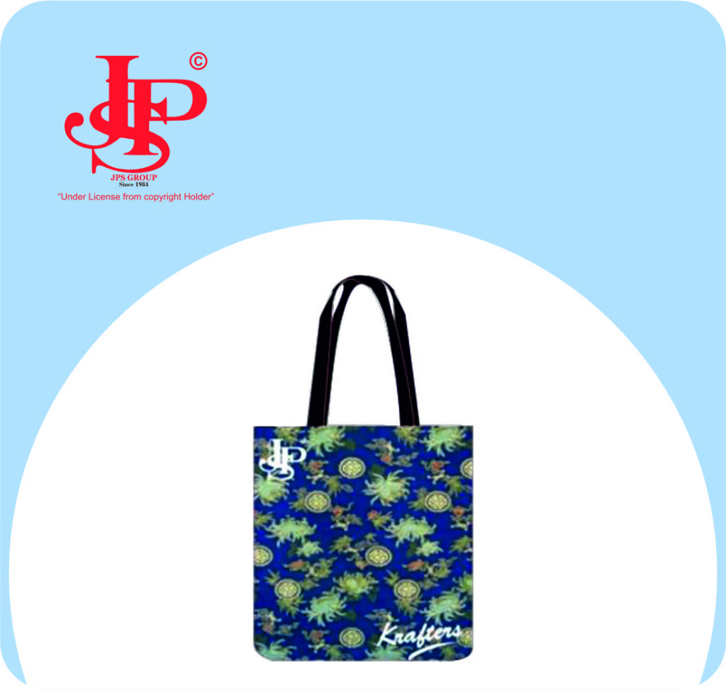 Blue Beauty: JPS Fabric Bags Blossom with Floral Patterns and Black Handles, Elevating Your Fashion Game