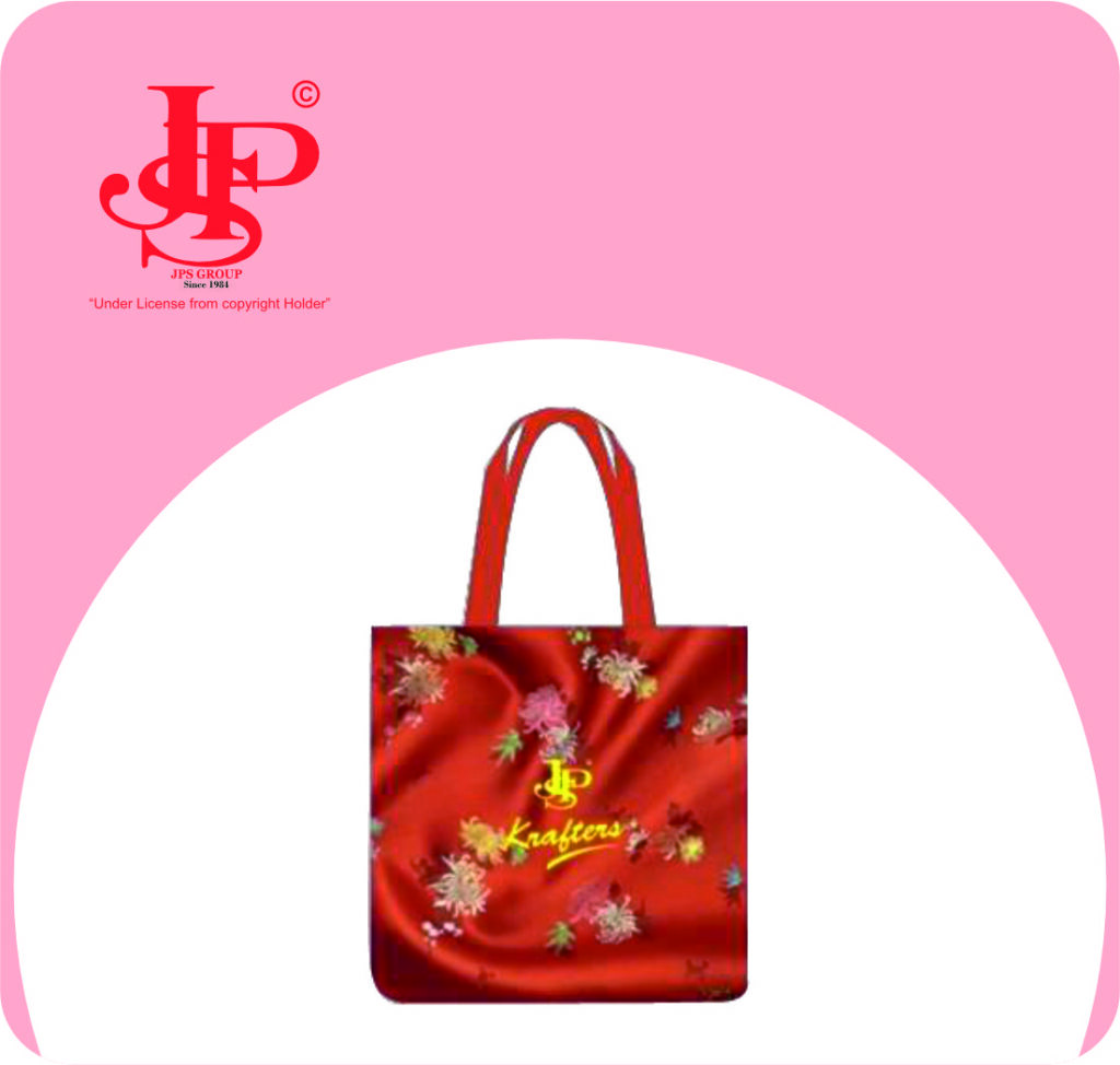 Stylish Simplicity: JPS Fabric Bags in Mushroom with Red Handles Offer a Classic Yet Trendy Touch to Your Outfits