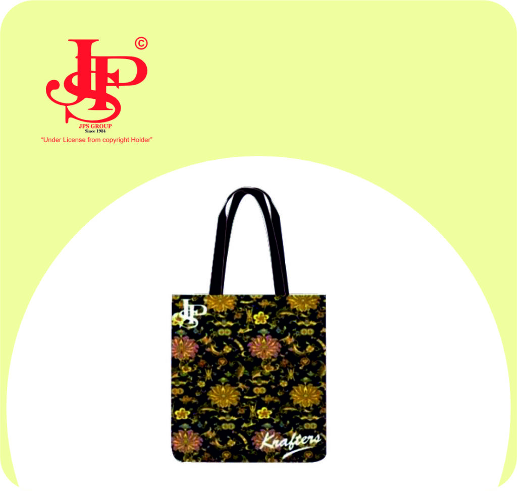Boldly Beautiful: JPS Fabric Bags Shine in Golden Black with Stylish Black Handles, Adding a Touch of Glamour to Your Look